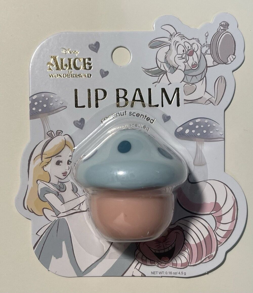 Disney Alice in Wonderland Mushroom Lip Balm Coconut Scented Blue New NIP